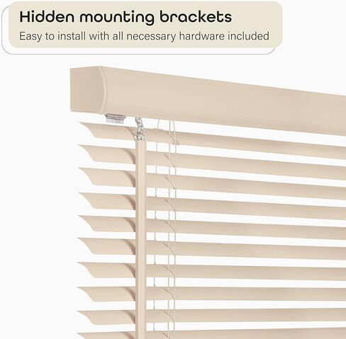 Cordless Light Filtering Mini Blind - 27 Inch Width, 48 Inch Length, 1" Slat Size - Alabaster - Cordless GII Morningstar Horizontal Windows Blinds for Interior by Achim Home Decor in Saudi Arabia