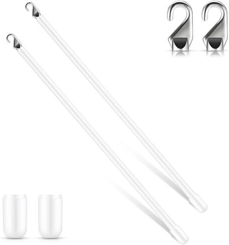 Therwen 2 Pcs PVC Long Blind Wand Replacement with Hook and Handle White Vertical Blinds Wand Opener Stick Curtain Wand Tilt Rod for Windows Accessory Curtain Door Shades (12 inch) in Kuwait
