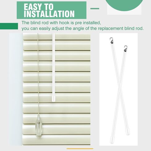 Therwen 2 Pcs PVC Long Blind Wand Replacement with Hook and Handle White Vertical Blinds Wand Opener Stick Curtain Wand Tilt Rod for Windows Accessory Curtain Door Shades (12 inch) in Kuwait