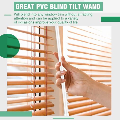 Therwen 2 Pcs PVC Long Blind Wand Replacement with Hook and Handle White Vertical Blinds Wand Opener Stick Curtain Wand Tilt Rod for Windows Accessory Curtain Door Shades (12 inch) in Kuwait