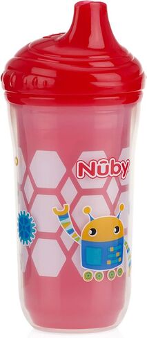 Nuby Plastic Insulated No Spill Easy Sip Cup with Vari-Flo Valve Hard Spout, Boy, 9 Oz, 3 Count in Saudi Arabia