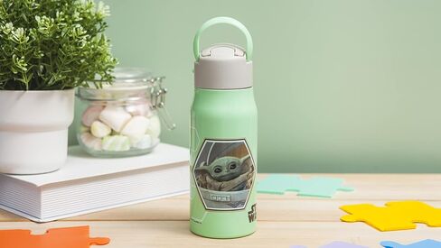 Zak Designs Blippi Kids Water Bottle For School or Travel, 13.5oz Durable, Vacuum Insulated Stainless Steel with Handle and Leak-Proof, Pop-Up Spout Cover (Blippi) in Saudi Arabia