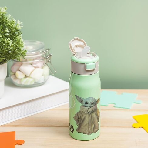 Zak Designs Blippi Kids Water Bottle For School or Travel, 13.5oz Durable, Vacuum Insulated Stainless Steel with Handle and Leak-Proof, Pop-Up Spout Cover (Blippi) in Saudi Arabia