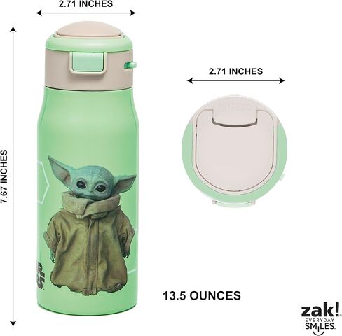Zak Designs Blippi Kids Water Bottle For School or Travel, 13.5oz Durable, Vacuum Insulated Stainless Steel with Handle and Leak-Proof, Pop-Up Spout Cover (Blippi) in Saudi Arabia