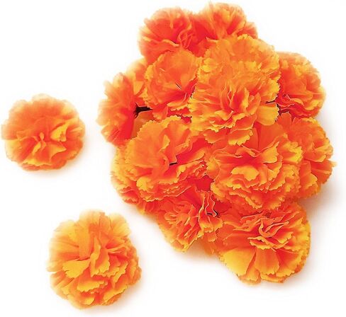 Z3N 50 pc Orange Marigold Flower Heads. Mexican Cempasuchil. Silk Artificial Flowers (Without stem) in Saudi Arabia