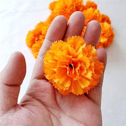 Z3N 50 pc Orange Marigold Flower Heads. Mexican Cempasuchil. Silk Artificial Flowers (Without stem) in Saudi Arabia