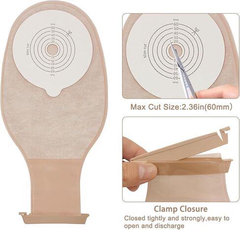 20 قطعة من اكياس فغر القولون، لوازم فغر العظام، كيس فغر من قطعة واحدة قابل للتصريف للعناية بفغر اللفائف، مقصوصة لتناسب in Kuwait