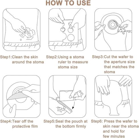 20 قطعة من اكياس فغر القولون، لوازم فغر العظام، كيس فغر من قطعة واحدة قابل للتصريف للعناية بفغر اللفائف، مقصوصة لتناسب in Kuwait