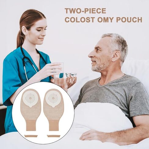 20 قطعة من اكياس فغر القولون، لوازم فغر العظام، كيس فغر من قطعة واحدة قابل للتصريف للعناية بفغر اللفائف، مقصوصة لتناسب in Kuwait