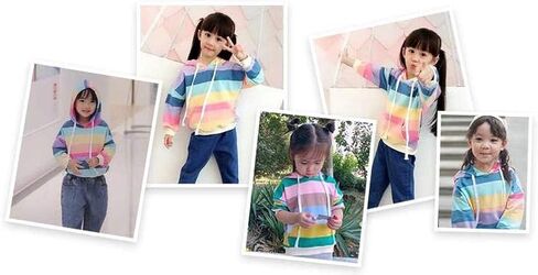 سويت شيرت DUBASAM للأطفال الصغار بألوان قوس قزح وأكمام طويلة مع سترة بجيب الكنغر وملابس خريف وشتاء in Kuwait