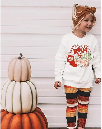 IZYJOY Toddler Baby Girl Christmas Sweatshirt Holly Xmas Jolly Vibes Letter Crewneck Tee Tree Stockings Graphic Pullover Top in Kuwait