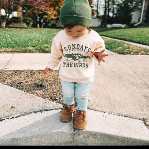 Gueuusu Toddler Baby Girl Boy Game Day Clothes Sundays Are for the Birds Sweatshirt Long Sleeve Eagle Print Pullover Top in Saudi Arabia