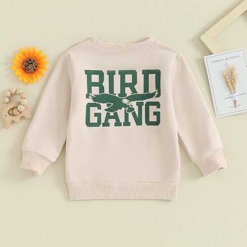 Gueuusu Toddler Baby Girl Boy Game Day Clothes Sundays Are for the Birds Sweatshirt Long Sleeve Eagle Print Pullover Top in Saudi Arabia