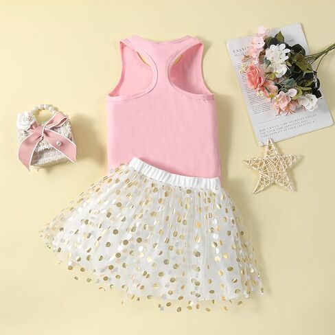 LYQTloml طفل أطفال طفل الفتيات الفتيات ملابس الأخت الكبرى طويلة الأكمام تي شيرت تانك الأعلى نقطة شبكة توتو 2 قطعة مجموعة كيرت in Kuwait