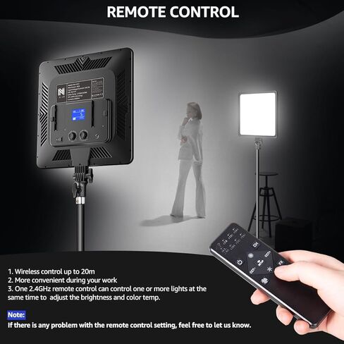 مصباح فيديو مقاس 17 بوصة، مصباح تصوير LED ثنائي اللون من NiceVeedi 48 وات 2700-8500 كلفن مع جهاز تحكم عن بعد، 1% -100% قابل للتعتيم لا نهائي CRI 97+ ضوء استوديو احترافي للاستوديو، ضوء تصوير فيديو يوتيوب in Kuwait