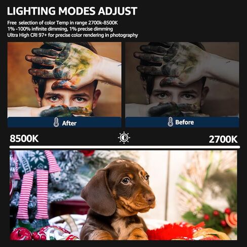 مصباح فيديو مقاس 17 بوصة، مصباح تصوير LED ثنائي اللون من NiceVeedi 48 وات 2700-8500 كلفن مع جهاز تحكم عن بعد، 1% -100% قابل للتعتيم لا نهائي CRI 97+ ضوء استوديو احترافي للاستوديو، ضوء تصوير فيديو يوتيوب in Kuwait