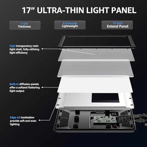 مصباح فيديو مقاس 17 بوصة، مصباح تصوير LED ثنائي اللون من NiceVeedi 48 وات 2700-8500 كلفن مع جهاز تحكم عن بعد، 1% -100% قابل للتعتيم لا نهائي CRI 97+ ضوء استوديو احترافي للاستوديو، ضوء تصوير فيديو يوتيوب in Kuwait