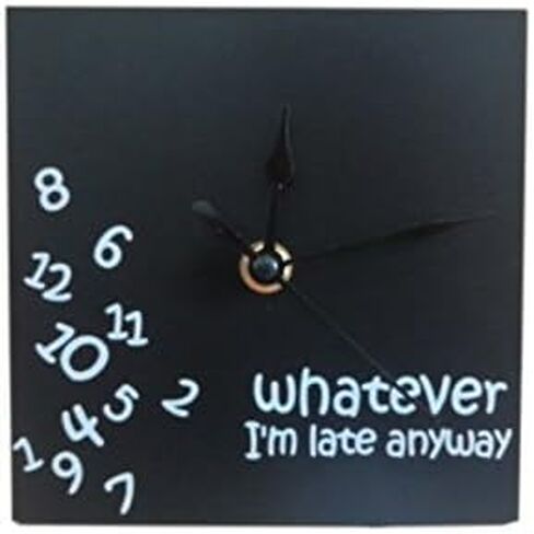 اراد مهما تأخرت على أية حال | ساعة مكتبية فريدة تعمل بالبطارية للاستخدام في المكتب أو غرفة المعيشة أو غرفة النوم أو المطبخ (أسود) in Kuwait