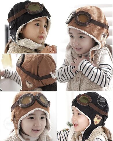 قبعة طيار للأطفال من LIWEIKE، قبعة طيار دافئة للأطفال الصغار في فصل الشتاء، قبعة طيار، قبعة صغيرة وخوذة طيران in Kuwait