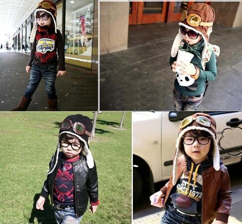 قبعة طيار للأطفال من LIWEIKE، قبعة طيار دافئة للأطفال الصغار في فصل الشتاء، قبعة طيار، قبعة صغيرة وخوذة طيران in Kuwait