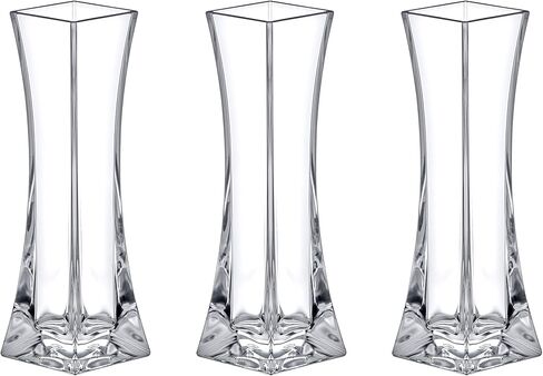 Amazing Abby - مزهرية فيرونيكا - 3 مزهريات براعم أكريليك، مزهريات زهور بلاستيكية لقطع الزفاف المركزية، ديكورات المنزل، زخارف المكتب، مقاومة للكسر، 8 بوصات (ارتفاع)، دائرية in Kuwait