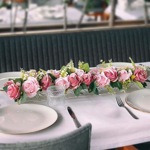 Lifeaider Clear Acrylic Flower Vase Rectangular, 23.3 Inch Long, Floral Centerpiece for Dining Table Decorations for Home in Kuwait