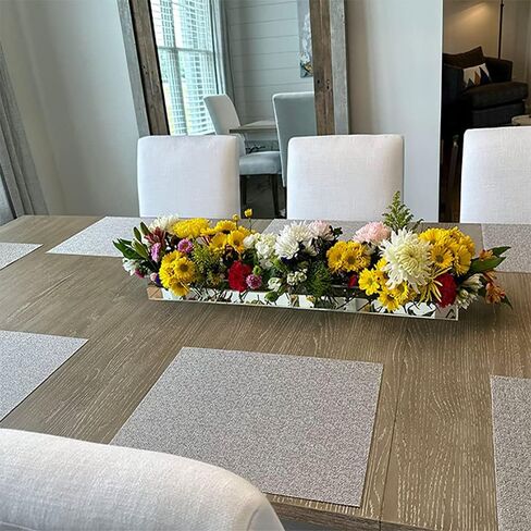 Lifeaider Clear Acrylic Flower Vase Rectangular, 23.3 Inch Long, Floral Centerpiece for Dining Table Decorations for Home in Kuwait