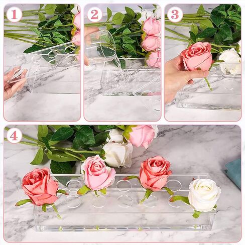 Lifeaider Clear Acrylic Flower Vase Rectangular, 23.3 Inch Long, Floral Centerpiece for Dining Table Decorations for Home in Kuwait