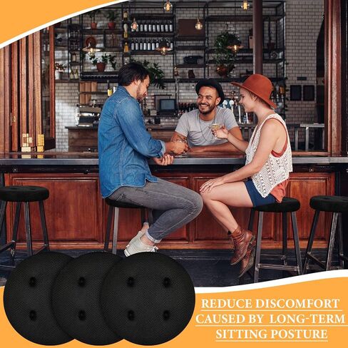 Jecery 8 Pcs Bar Stool Cushions Round Bar Stool Seat Covers Padded Round Bar Stool Cover Cushion Soft Washable Bar Stool Chair Covers Stretchy Elastic Stool Cushion Slipcover, Black, 12.2 x 12.2 Inch in Saudi Arabia