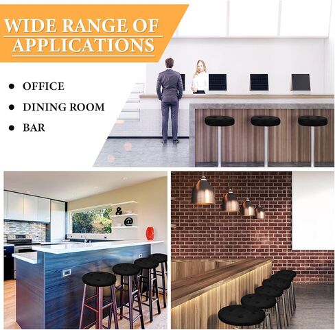 Jecery 8 Pcs Bar Stool Cushions Round Bar Stool Seat Covers Padded Round Bar Stool Cover Cushion Soft Washable Bar Stool Chair Covers Stretchy Elastic Stool Cushion Slipcover, Black, 12.2 x 12.2 Inch in Saudi Arabia
