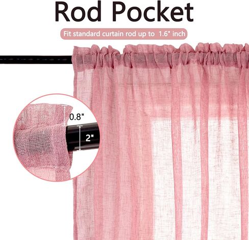 مجموعة توني ستائر شبه شفافة من الكتان الصناعي من الكتان 63 لغرفة المعيشة وغرفة الأطفال، لوحتين لغرفة النوم، ستارة فوال مرشحة للضوء لحفلات الزفاف (52 × 63 بوصة، أرجواني، لوحتان) in Kuwait