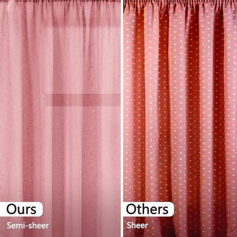 مجموعة توني ستائر شبه شفافة من الكتان الصناعي من الكتان 63 لغرفة المعيشة وغرفة الأطفال، لوحتين لغرفة النوم، ستارة فوال مرشحة للضوء لحفلات الزفاف (52 × 63 بوصة، أرجواني، لوحتان) in Kuwait