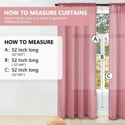 مجموعة توني ستائر شبه شفافة من الكتان الصناعي من الكتان 63 لغرفة المعيشة وغرفة الأطفال، لوحتين لغرفة النوم، ستارة فوال مرشحة للضوء لحفلات الزفاف (52 × 63 بوصة، أرجواني، لوحتان) in Kuwait