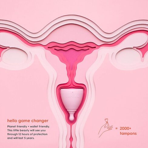 The Hello Cup Menstrual Cups Double Box, BPA Free, Reusable, Hypoallergenic, Recyclable, Medical Grade TPE, No Silicone, No Rubber, No Latex, XS Black & S / M Black, 1 box in Kuwait