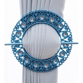 Silver Resin Circular Curtain Strap and Curtain Buckle Curtain Tiebacks Curtain Holdback Suitable for bedrooms (Set of 2) (Black Diamond)