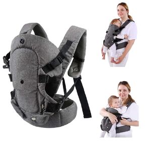 Baby Wrap Carrier, Ergonomic Soft Baby Sling Carrier, Convertible Baby Carrier 4 in 1 with Breathable Air Mesh and All Adjustable Buckles for Newborn to Toddler (Black)