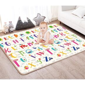 HOMTOL سجادة لعب قابلة للعكس مقاس 59 بوصة × 70 بوصة، سجادة لعب للأطفال للأرضية، سجادة للزحف، سجادات أنشطة للأطفال من الإسفنج XPE، سجادات لعب للأطفال الصغار غير قابلة للانزلاق مزدوجة الجوانب in Kuwait