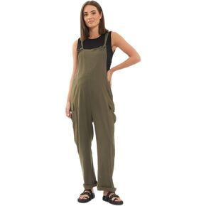 Ripe Maternity Cargo Pocket Linen Jumpsuit in Olive in Kuwait