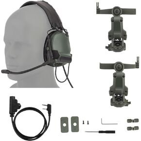 JFFCESTORE C5 Tactical Headset, ARC Rail Adapter and U94 2 pin PTT, Sound Pickup Noise Reduction with Gel Ear Pads