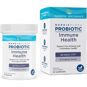 Nordic Naturals Nordic Flora Probiotic Women's Balance - 30 كبسولة - 12 سلالة بروبيوتيك مع 60 مليار ثقافة - دعم معوي، صحة المهبل - نباتي - 30 حصة in Kuwait