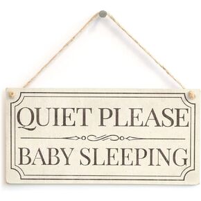 Meijiafei Shh. Baby is Sleeping Do Not Disturb Nursery Hanging Plaque Baby Door Cot Sign 10" X 5"