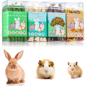 PStarDMoon Bunny Chew Toys, Apple Wood Sticks Timothy Hay Sticks Sweet Bamboo，Snacks for Rabbits, Promote Teeth Health, Digestive Health, Suitable for Rabbits Hamsters Guinea Pigs Chinchillas (1) in Kuwait