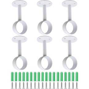 Curtain Rod Bracket 6 Pack Metal Curtain Rod Holders with Screws,Ceiling Mount Curtain Rod Brackets for 1 Inch Rod Sturdy Black Curtain Rod Brackets for Home Porch Patio
