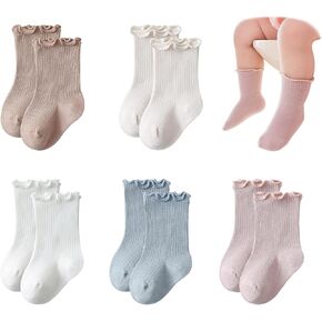 VIAOKUTH Baby Girls Socks Newborn Anti Slip Frilly Ruffle Cotton Infant Socks Cute Princess Socks for Toddler in Kuwait
