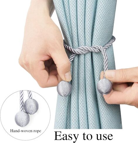 4 قطع من ستائر Hangtty من Hangtty، حوامل ستائر أنيقة مزخرفة، حامل ستائر من الحبال للستائر، عوائق معالجة النوافذ للستائر أو الستائر، أبيض in Kuwait