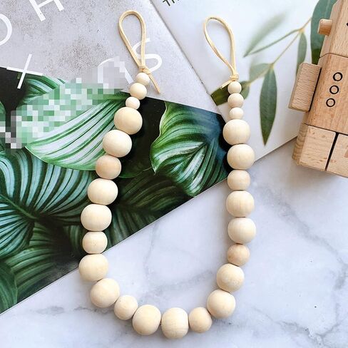 Set of 2 Wood Bead Curtain Tieback, Boho Curtain Holdbacks, Farmhouse Decorative Curtain Holders for Drapes (Round) in Kuwait