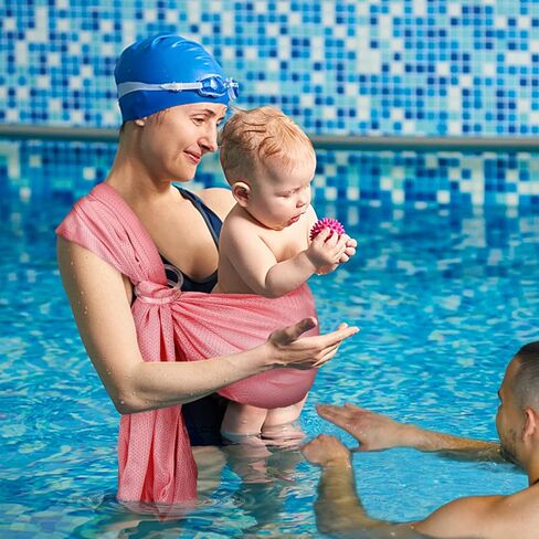 Blue Water Baby Carrier Wrap Sling for Summer Pool Water Adventures | Lightweight Breathable Mesh, Dry Fast, Supersoft, Adjustable Shoulder for Customizable Comfort, for Newborn Infant to Toddler in Saudi Arabia