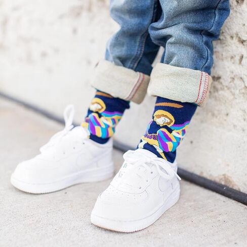 Sock Religious St. Michael Navy and Sky Blue Polyester Blend Novelty Religious Socks, Youth in Kuwait