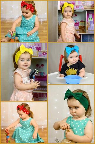 BABYGIZ Baby Girl Headbands-Infant,Toddler Cotton Handmade Hairbands with Bows Child Hair Accessories (Black, Gray, White, 3) in Kuwait