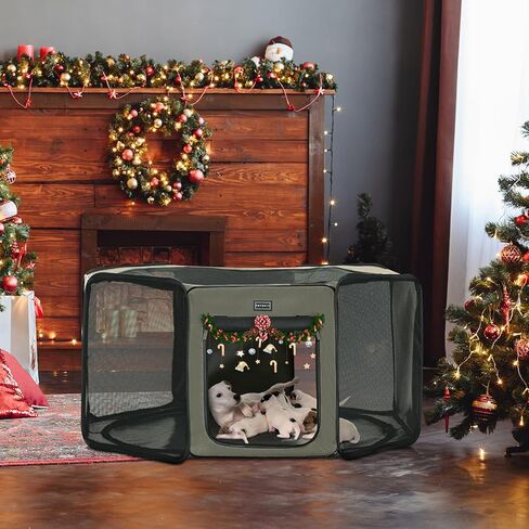 Petsfit قفص لعب للكلاب الكبيرة/القطط/الأرنب/الفرخ، قاعدة مطلية بالبولي فينيل كلوريد قابلة للإزالة وسهلة التنظيف، قفص لعب للكلاب للاستخدام الداخلي/الخارجي/السفر، كبير (45.5 بوصة × 45.5 بوصة × 21 بوصة) in Kuwait